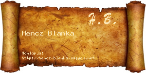 Hencz Blanka névjegykártya